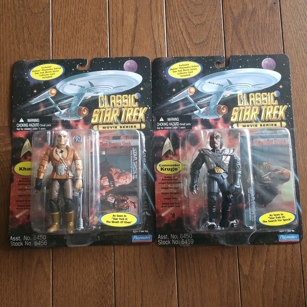Vtg Star Trek Movie Figures Khan & Commander Kruge MOC 1995 Sealed